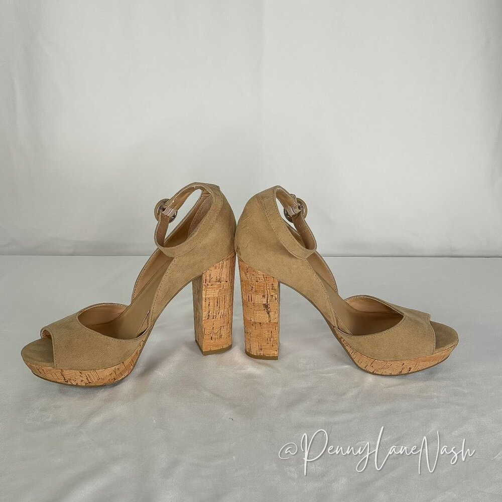 Sun + Stone Reeta Heeled Sandal Size 7 Sand Cork - Picture 6 of 11